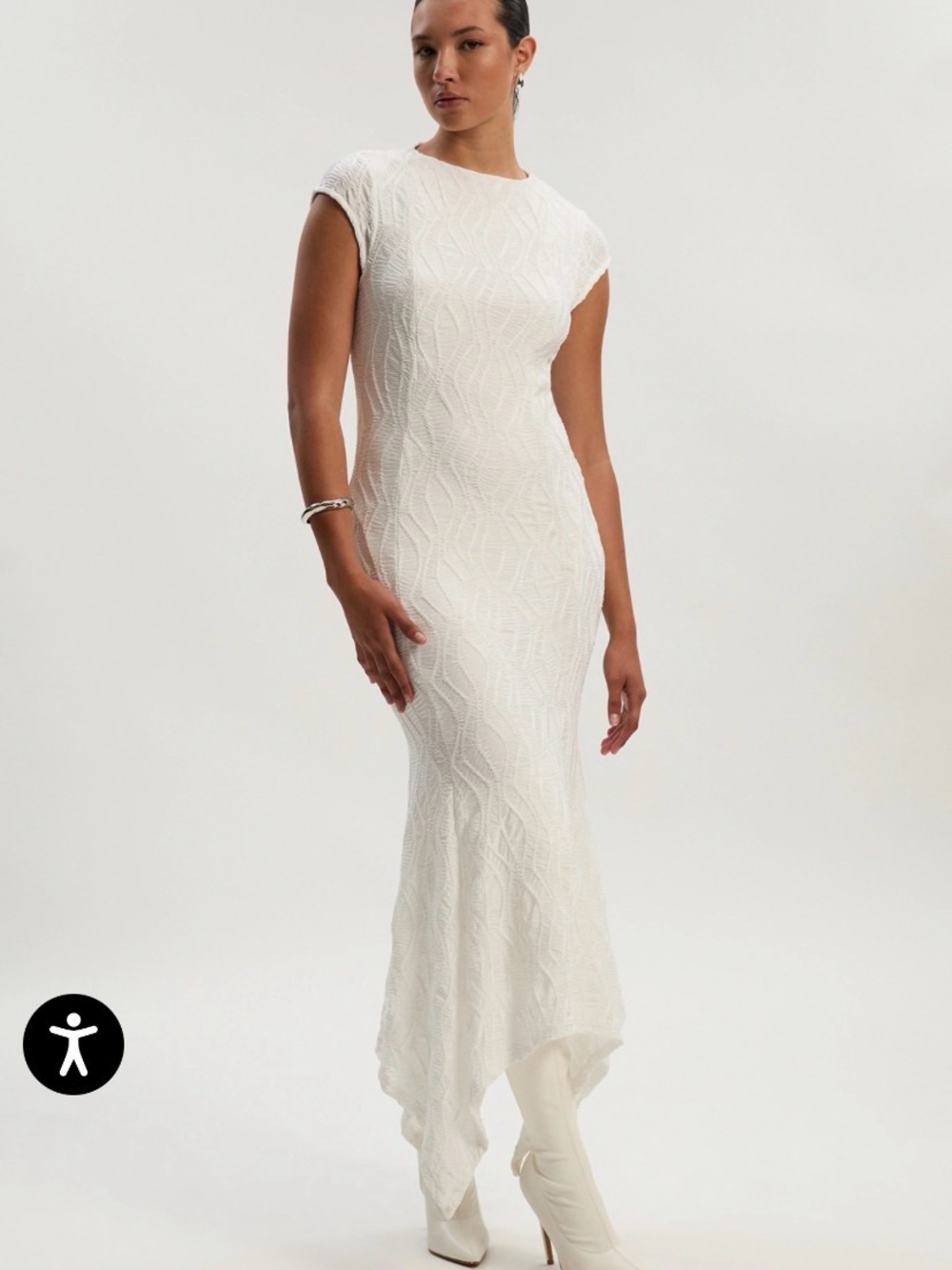 Karen Millen White Textured Midi Dress